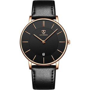Mens Watches Minimalist Fashion Simple Wrist Watch Analog Date w Leather Strap